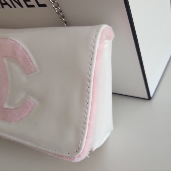 Chanel Precision White Patent Leather with Teddy Bear Barbie Pink Logo - Picture 13 of 16